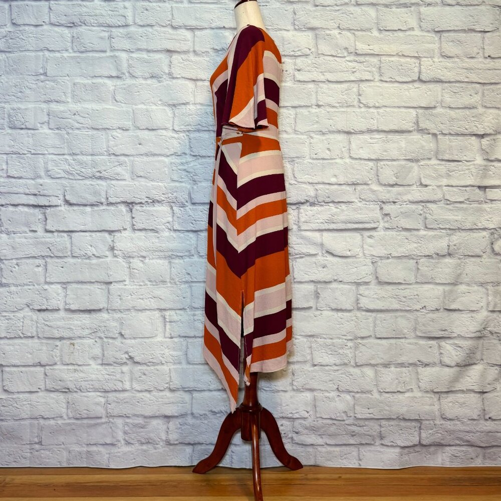 A.U.W. Orange & Maroon Colorblock Asymmetrical Dress - Picture 3 of 6